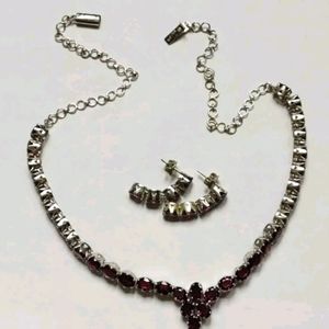 Vintage Sterling Silver Set Of Necklace/Earrings